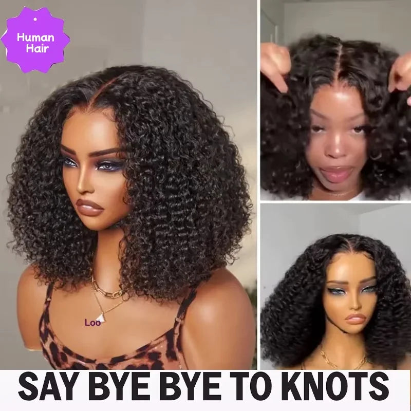 250Density Glueless Short Bob Wig 10 Inch Deep Wave Lace Front Bob Wigs Human Hair 5x5 Glueless Bob Wig Human Hair Ready To Wear LadyShow.Store