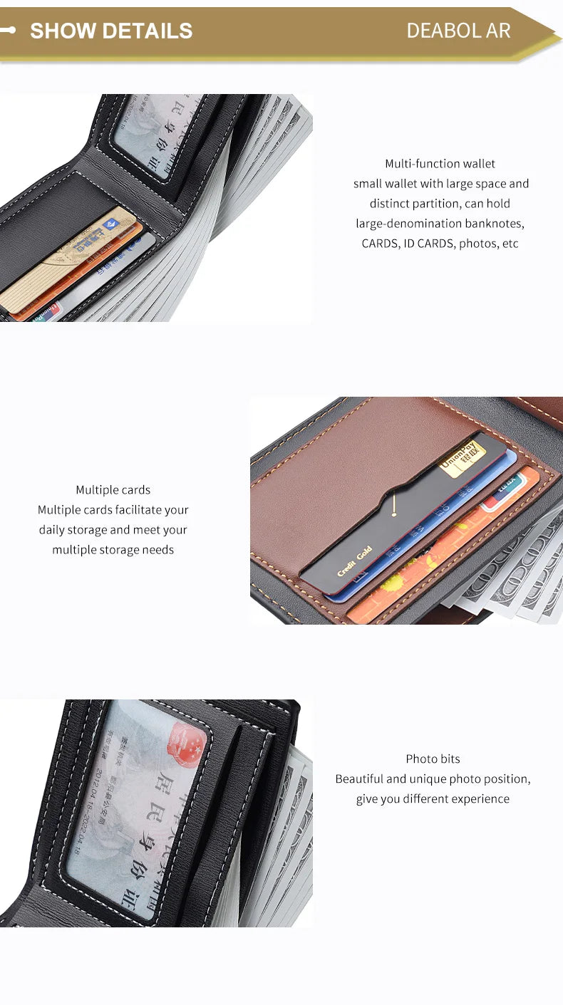 Pu Leather Men Short Wallet Thin Style Folding Young Men Credit Card Holder Wallet Pi-Mart