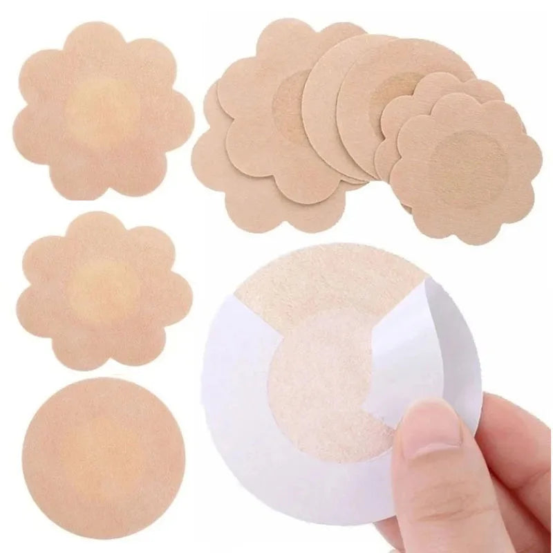 100Pcs Nipple Sticker Disposable Invisible Chest Sticker Non-woven Bra Breast Patch Bra-less Pasties Pad Nipple Cover Stickers Pi-Mart