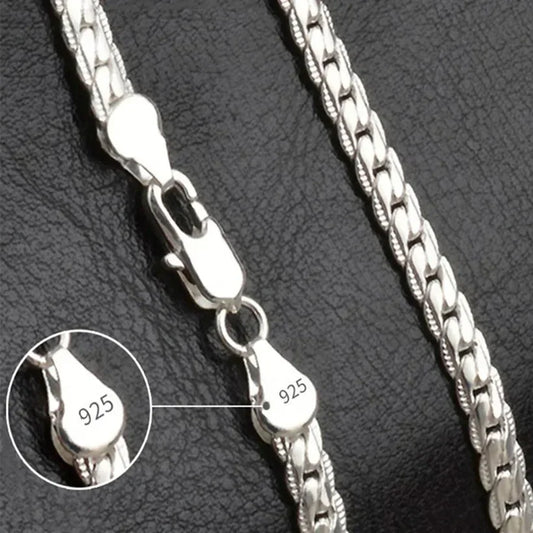 New 20-60cm Silver Color Plated Luxury Brand Design Noble 6mm Necklace Chain For Woman Men Fashion Wedding Engagement Jewelry Pi-Mart