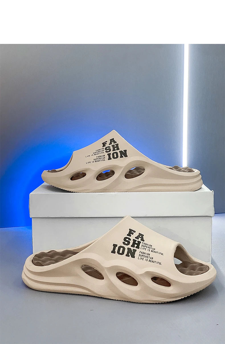 Men Fashion Massage Slippers Indoor/Outdoor Sandals Beach Flip Flop Thick Sole Male Slides Summer Non-Slip Men Shower Slippers Pi-Mart