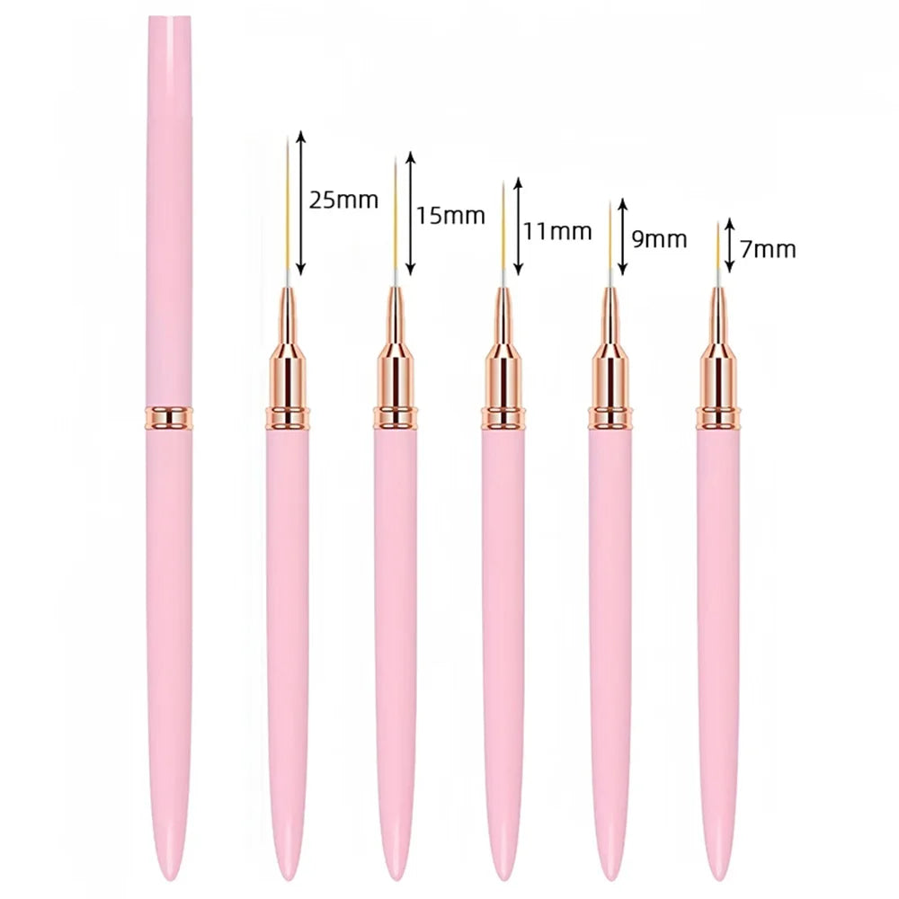 Nail Brush Pen 5pcs/set Nail Art Liner Brushes Set Elongated Striping Drawing Professional Tri Light Beauty