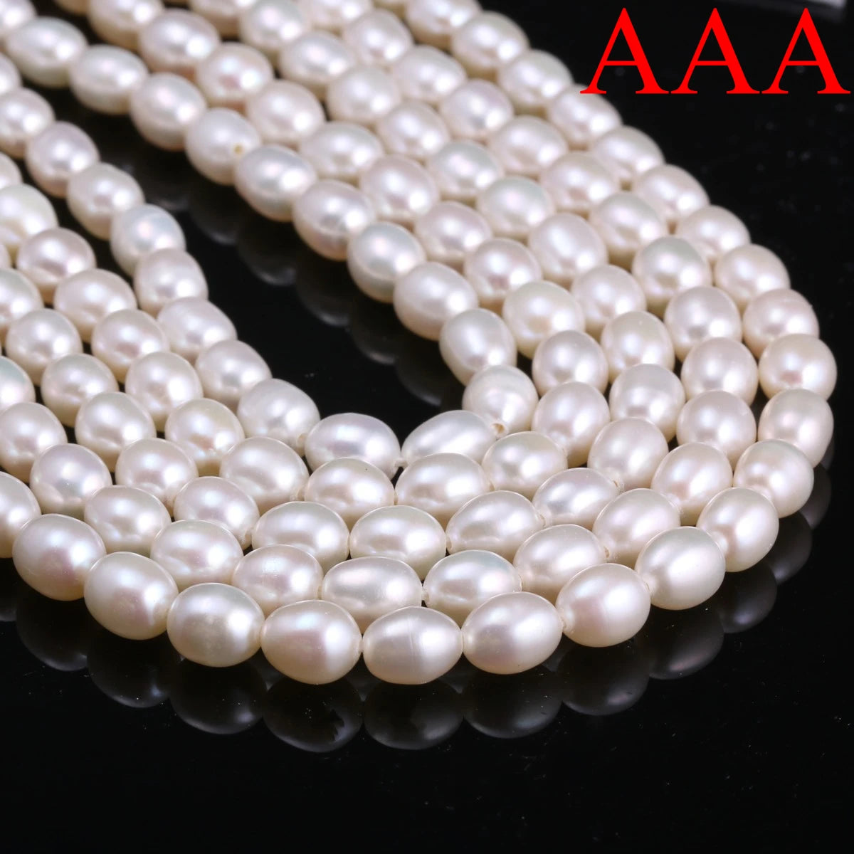 A Natural Freshwater Pearl Bead Rice Shape Christmas Gift Ladies White Jewelry Making DIY Fashion Bracelet Necklace Accessories Pi-Mart