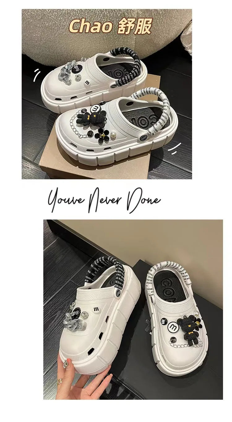 Fashion Charms Clogs New Arrival Thick Sole Outdoor Women Slippers High Quality Summer Beach Sandals For Girls Pi-Mart