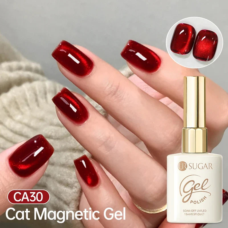 UR SUGAR 15ml Cat Magnetic Gel Nail Polish 30 Colors Semi Permanent Magnetic Gel UV/LED Soak Off Painting Vanrish Design Tri Light Beauty