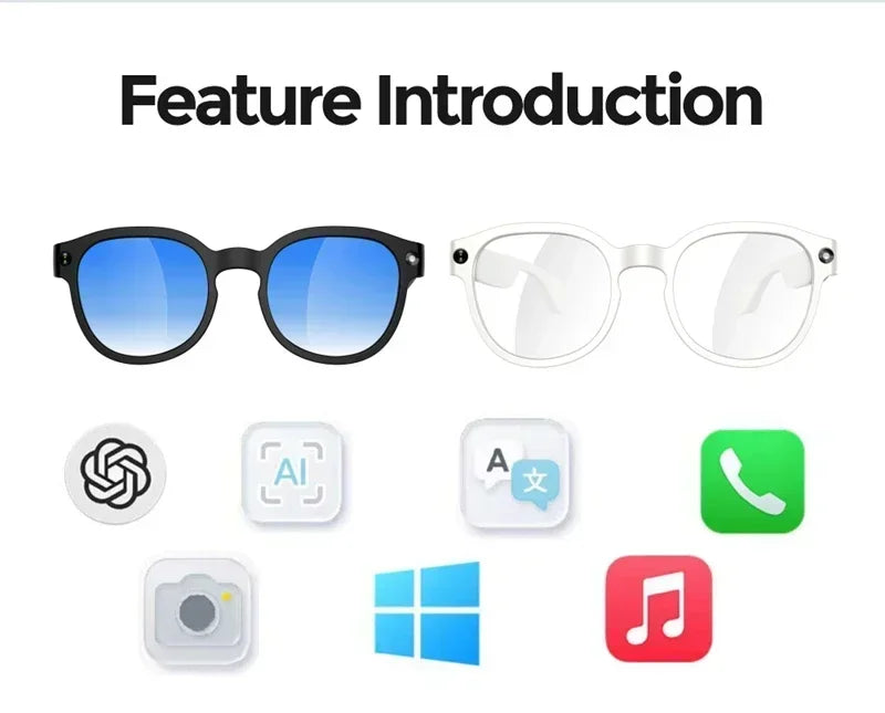 Lenovo AI Smart Glasses 8MP HD Camera 4K Shooting Image Conversation Translation Listening To Music Smart Glasses 2026 New Pi-Mart