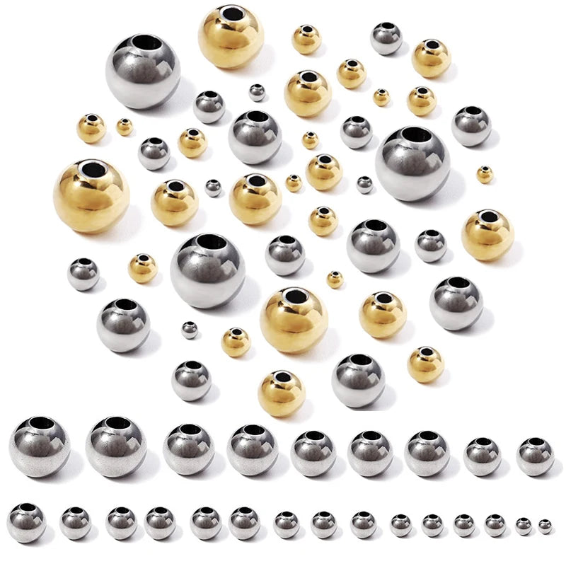 2-10mm High Quality Stainless Steel Beads for Jewelry Making Loose Spacer Beads DIY Bracelet Necklace Bracelets Wholesale Pi-Mart