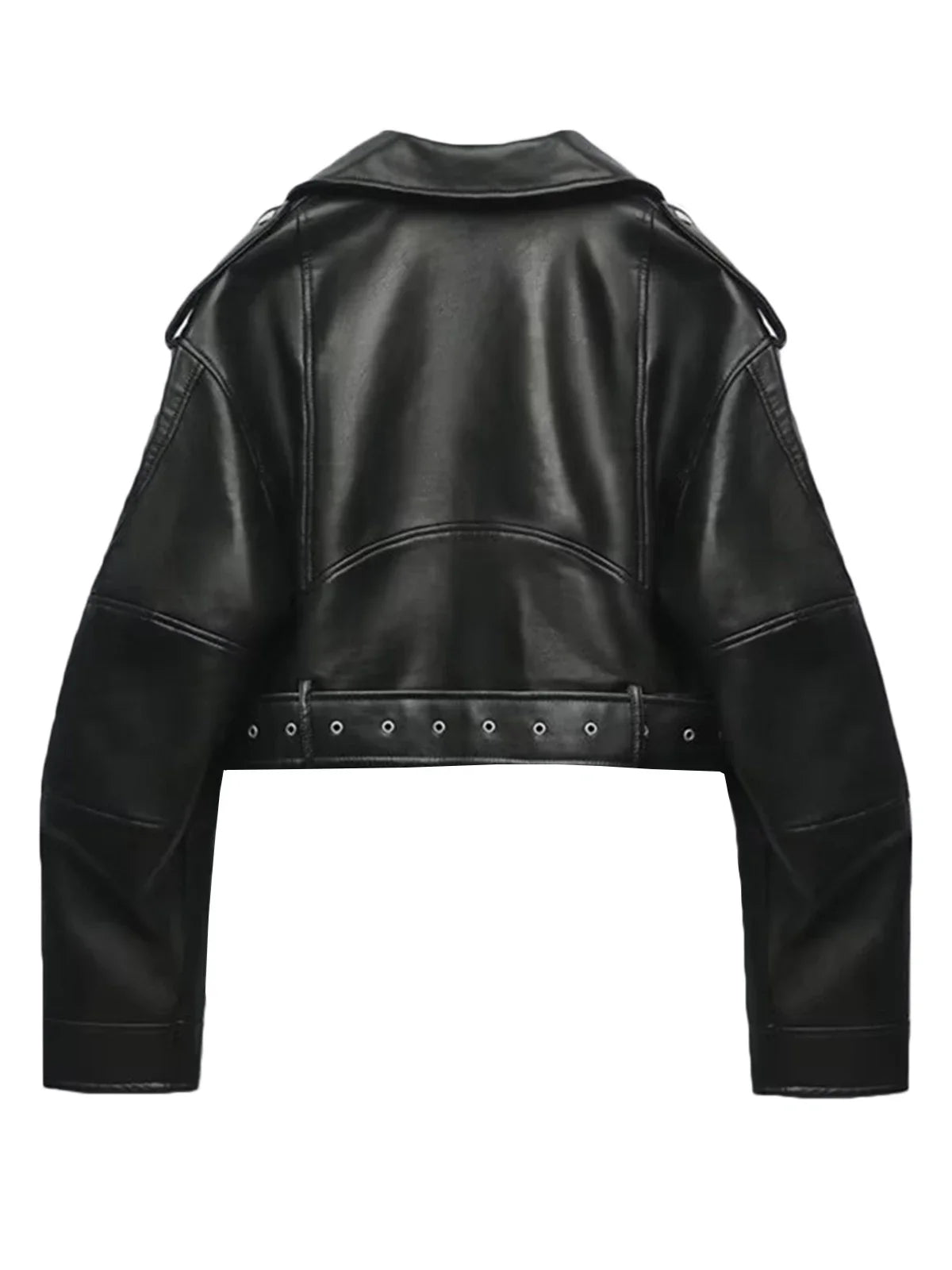 Fitaylor Women Faux PU Leather Jacket Casual Lady Lapel Zipper Short Leather Jacket High Street Motorcycle Coat LadyShow.Store