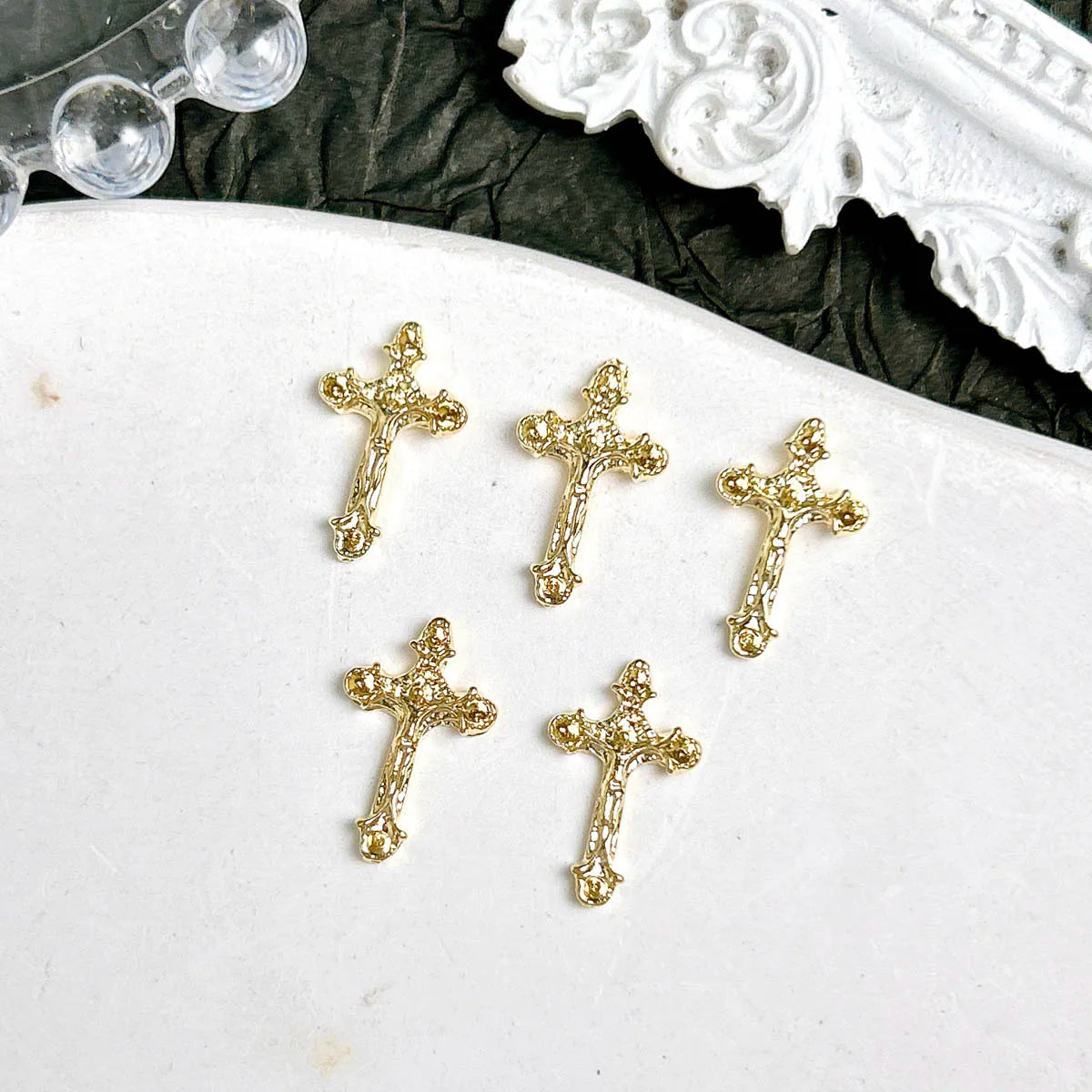 20PCS 3D Light Luxury Classic Cross Nail Charms Creative Exquisite Retro Alloy Cross Nail Art Decorations for DIY Cool Manicure Pi-Mart