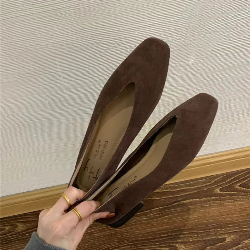 Bailamos Women's Square Toe Vintage Flats Soft Loafers Comfortable Leather Ballet Shoes for Female Dress Shoes Mujer LadyShow.Store