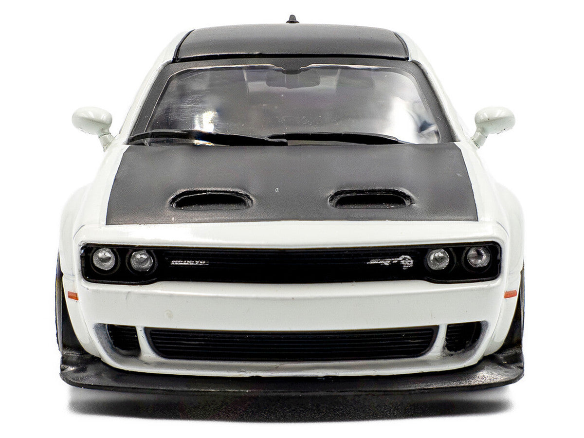 2020 Dodge Challenger SRT Hellcat Redeye Widebody White Knuckle with Matt Black Hood and Top 1/43 Diecast Model Car by Solido LuxuryLifeWay Online Store