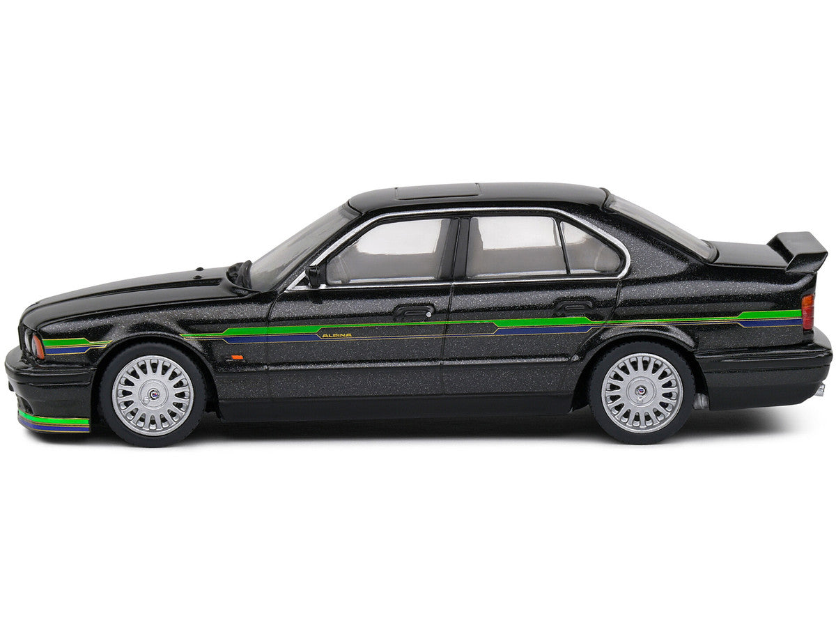 1994 BMW E34 Alpina B10 BiTurbo Black Metallic with Green Graphics 1/43 Diecast Model Car by Solido LuxuryLifeWay Online Store