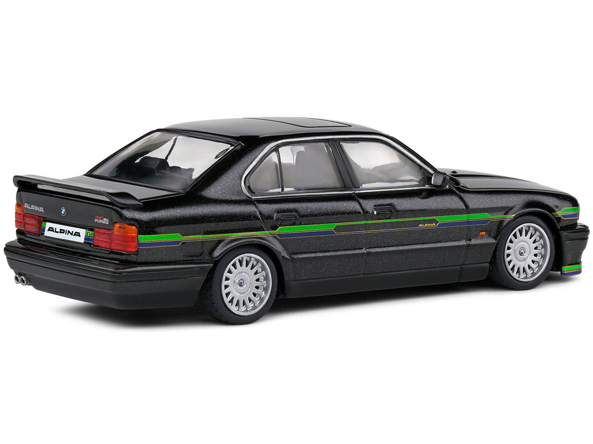 1994 BMW E34 Alpina B10 BiTurbo Black Metallic with Green Graphics 1/43 Diecast Model Car by Solido LuxuryLifeWay Online Store