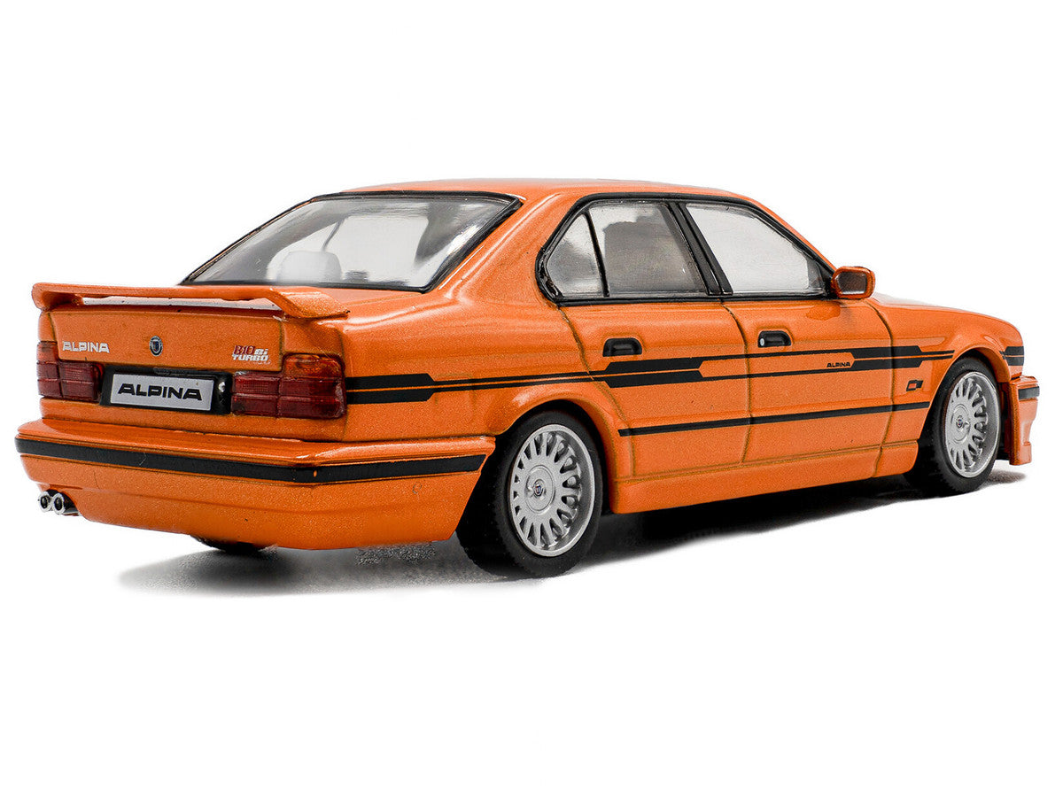 1994 BMW E34 Alpina B10 BiTurbo Orange Metallic with Black Stripes 1/43 Diecast Model Car by Solido LuxuryLifeWay Online Store