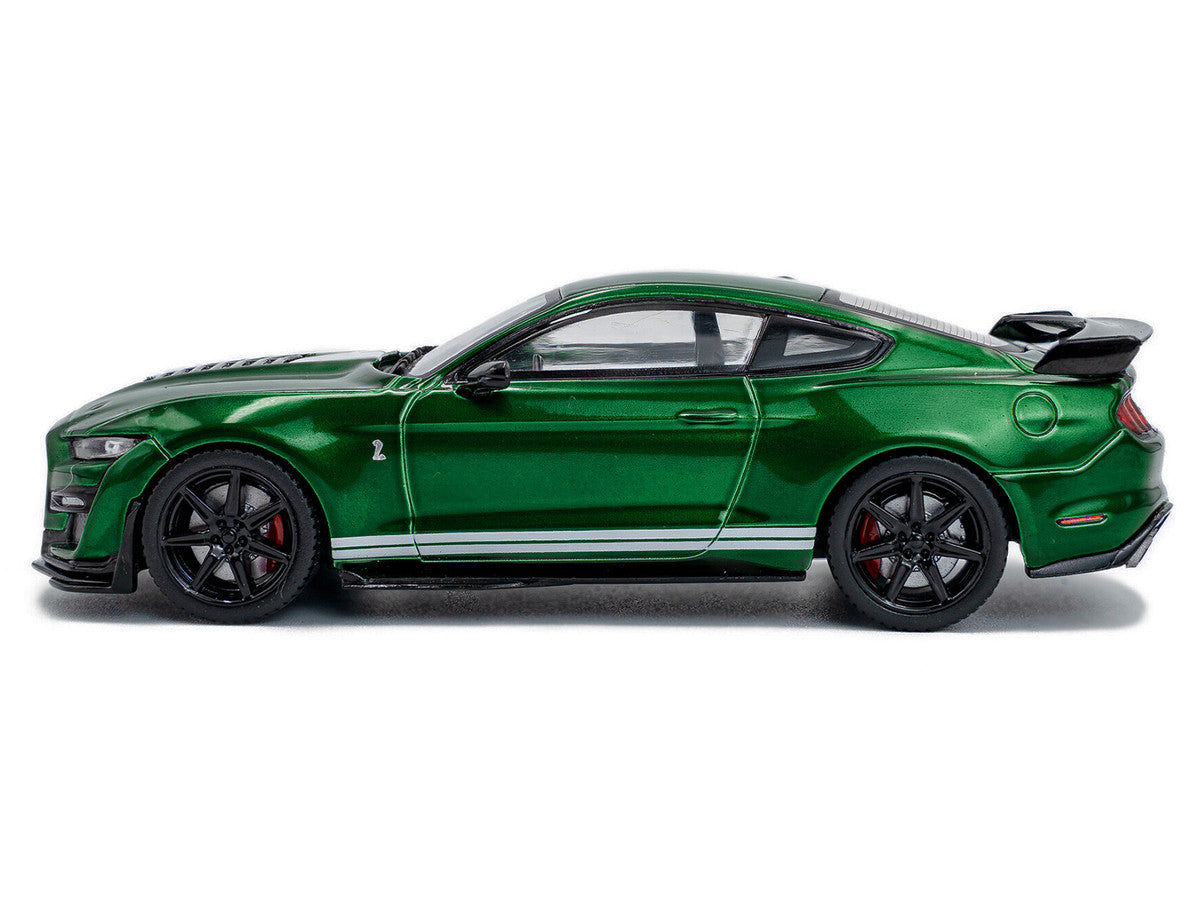 2020 Ford Mustang Shelby GT500 Fast Track Eruption Green Metallic with White Stripes 1/43 Diecast Model Car by Solido LuxuryLifeWay Online Store