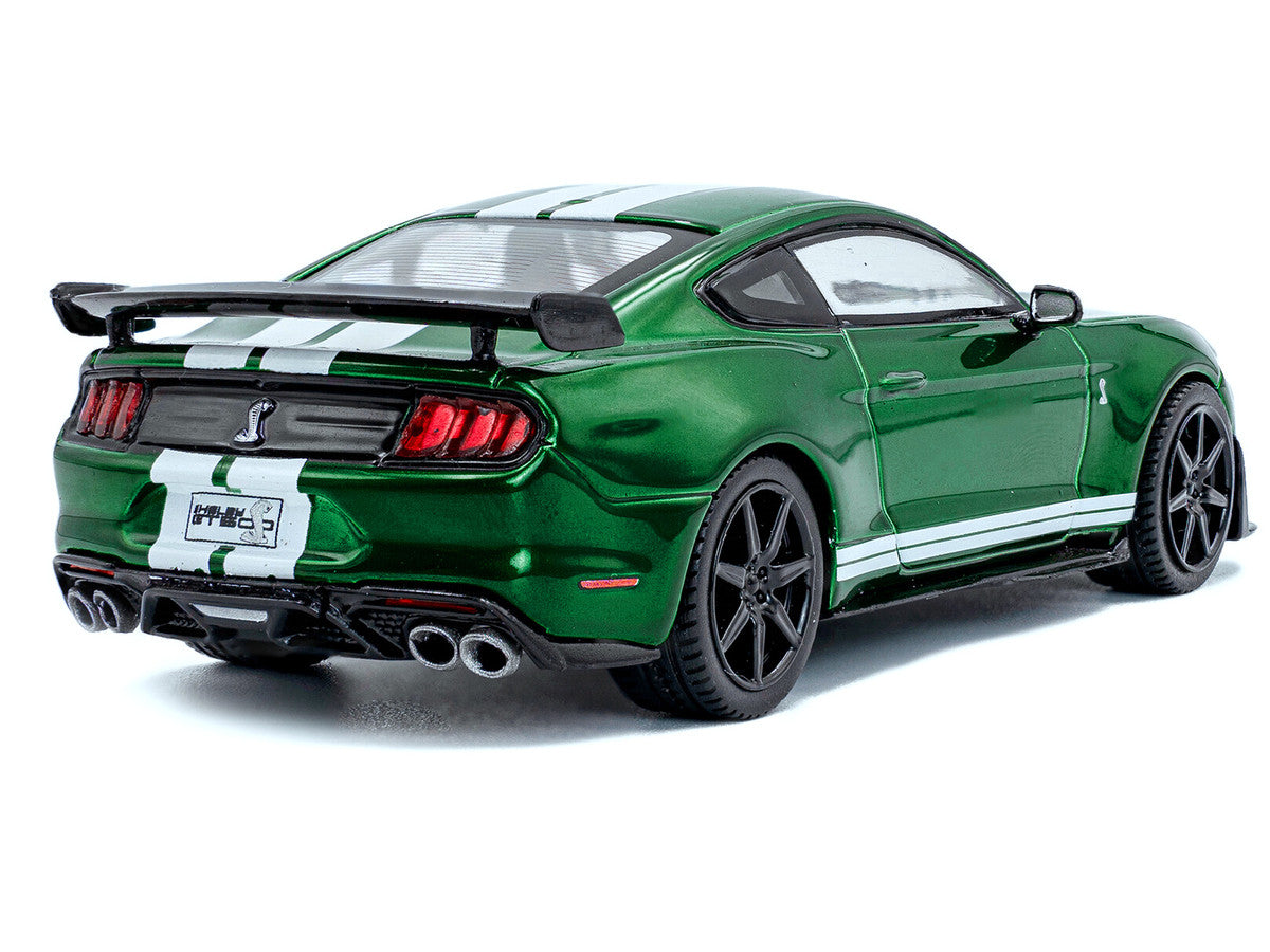 2020 Ford Mustang Shelby GT500 Fast Track Eruption Green Metallic with White Stripes 1/43 Diecast Model Car by Solido LuxuryLifeWay Online Store