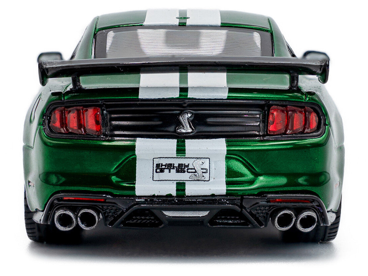 2020 Ford Mustang Shelby GT500 Fast Track Eruption Green Metallic with White Stripes 1/43 Diecast Model Car by Solido LuxuryLifeWay Online Store