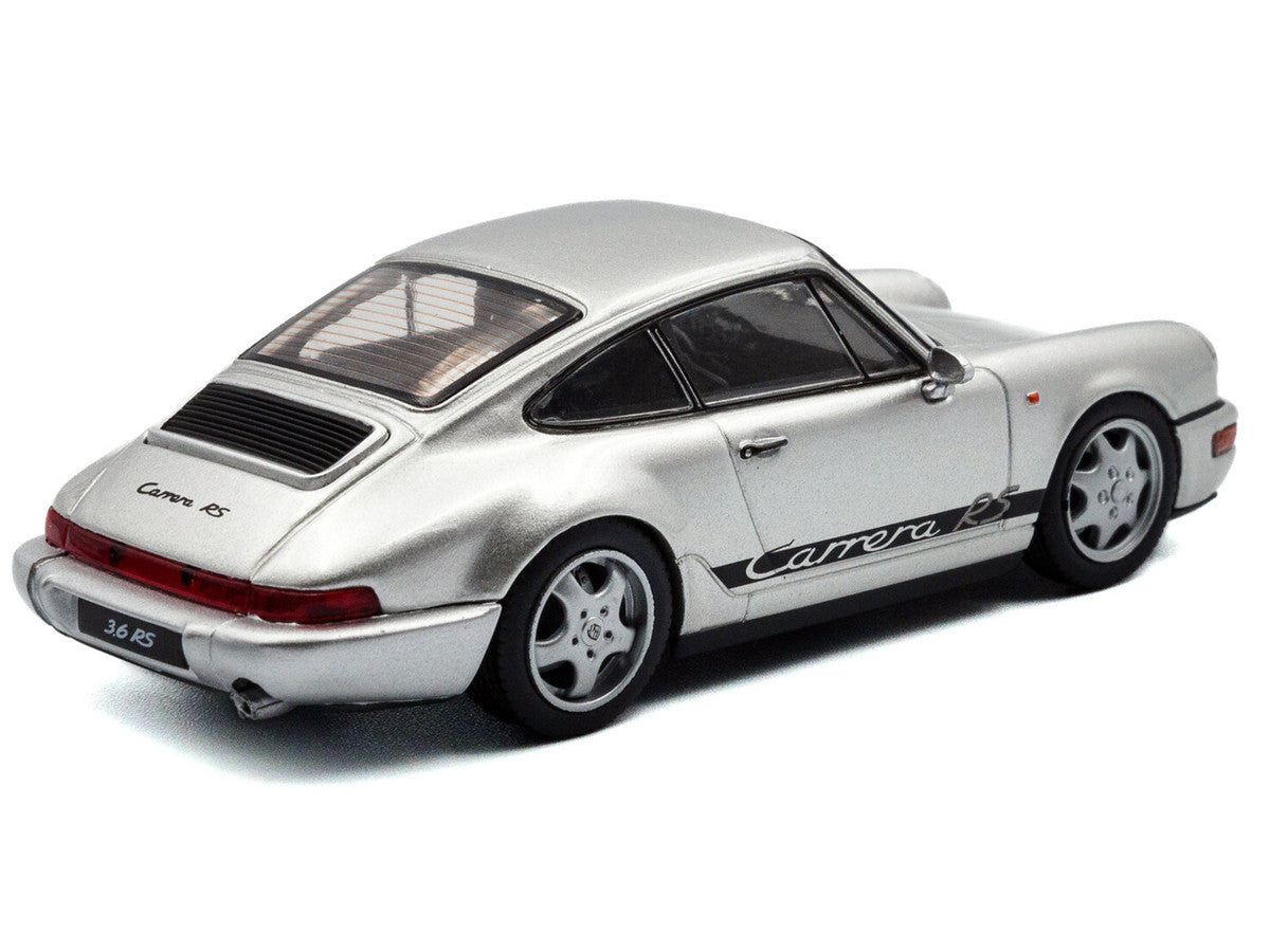 1994 Porsche 911 (964) RS Silver Metallic with Black Stripes 1/43 Diecast Model Car by Solido LuxuryLifeWay Online Store