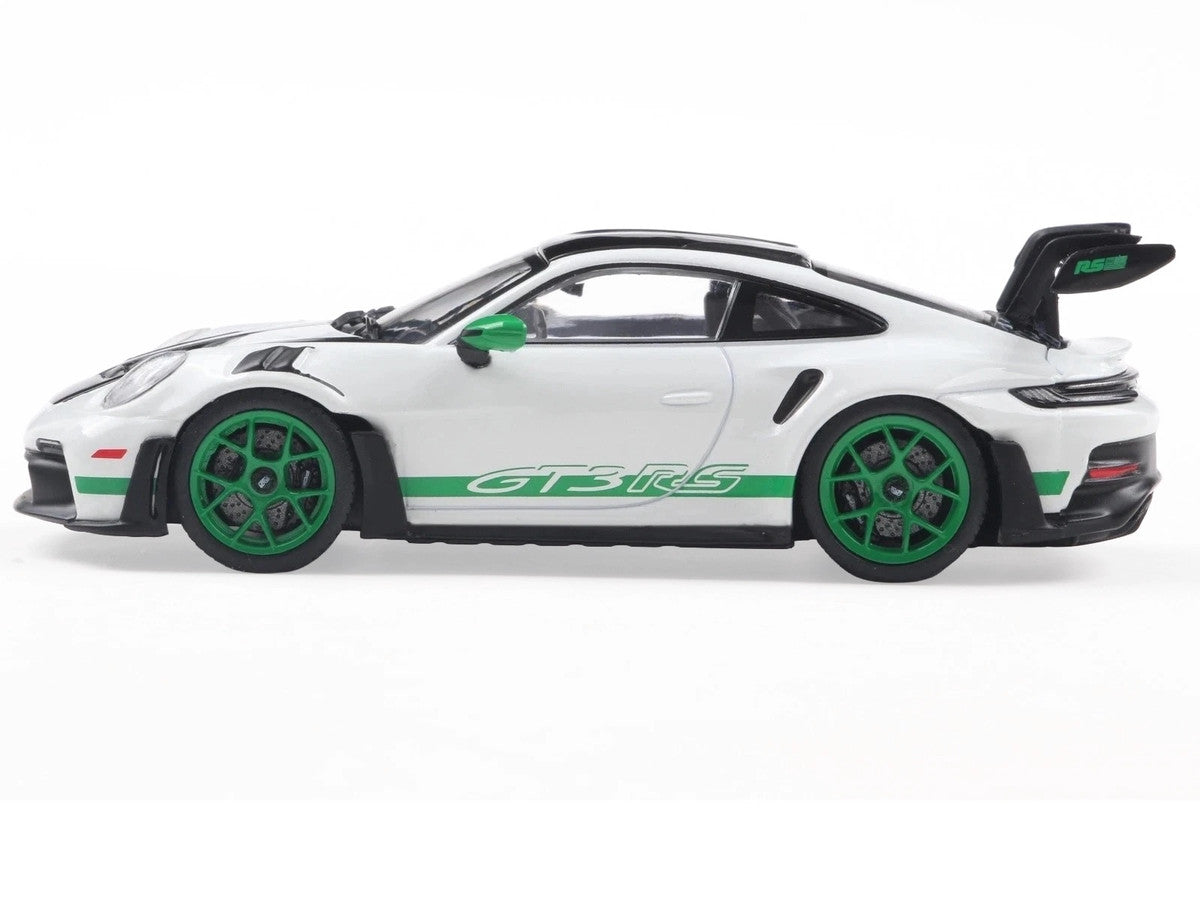 2023 Porsche 911 (992) GT3 RS "Tribute to Carrera RS Package" White with Green Stripes and Black Hood and Top 1/43 Diecast Model Car by Solido LuxuryLifeWay Online Store