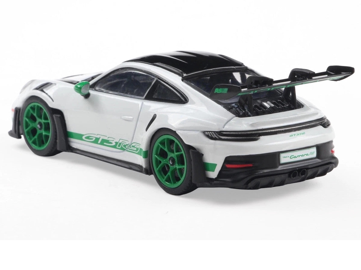 2023 Porsche 911 (992) GT3 RS "Tribute to Carrera RS Package" White with Green Stripes and Black Hood and Top 1/43 Diecast Model Car by Solido LuxuryLifeWay Online Store