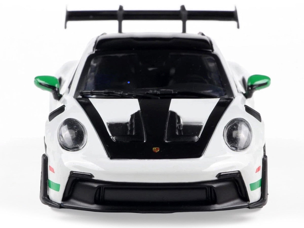 2023 Porsche 911 (992) GT3 RS "Tribute to Carrera RS Package" White with Green Stripes and Black Hood and Top 1/43 Diecast Model Car by Solido LuxuryLifeWay Online Store
