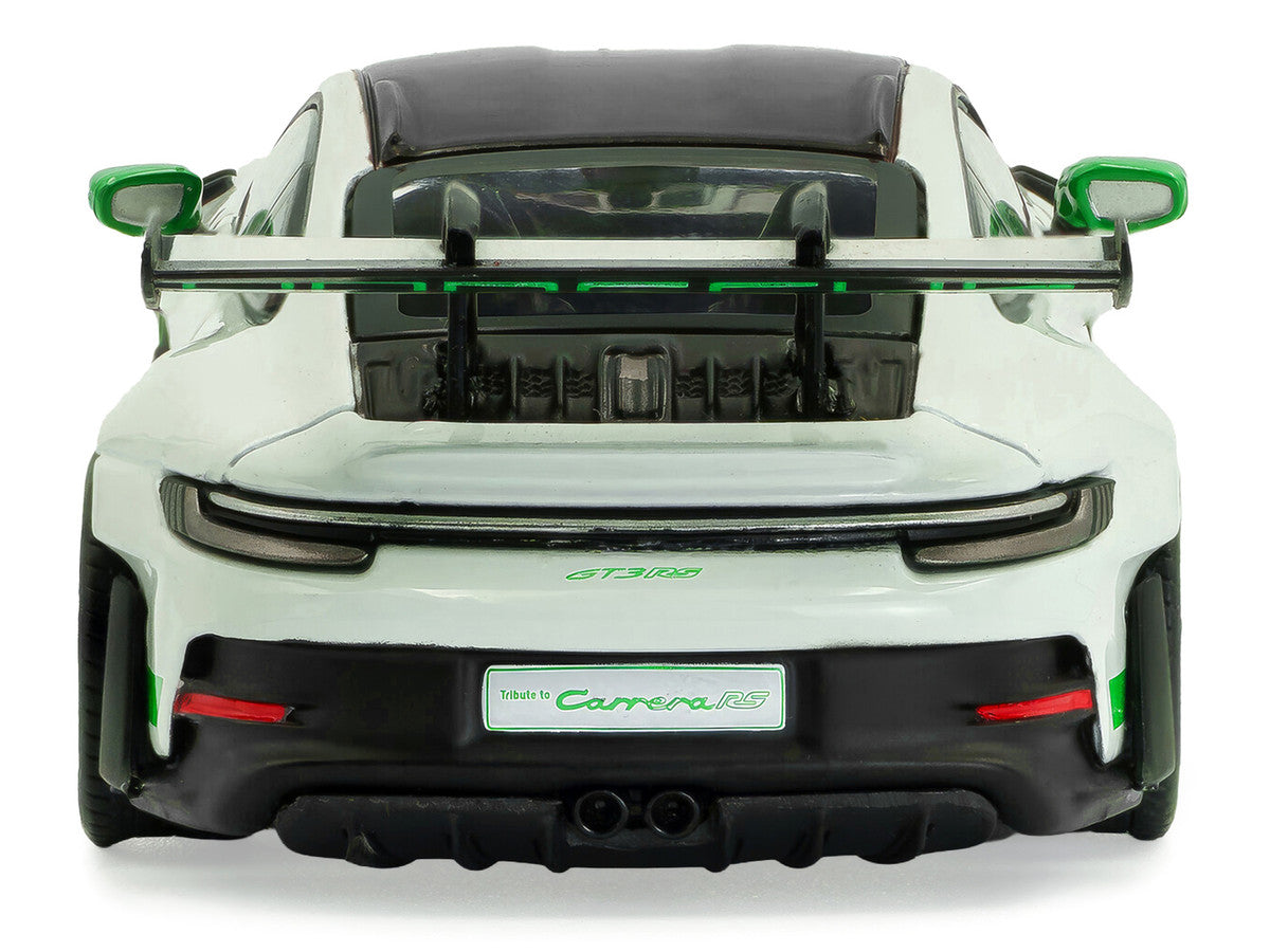 2023 Porsche 911 (992) GT3 RS "Tribute to Carrera RS Package" White with Green Stripes and Black Hood and Top 1/43 Diecast Model Car by Solido LuxuryLifeWay Online Store