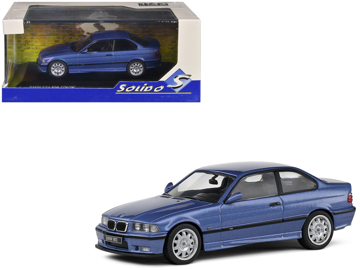 1999 BMW E36 M3 Coupe Estoril Blue Metallic 1/43 Diecast Model Car by Solido LuxuryLifeWay Online Store