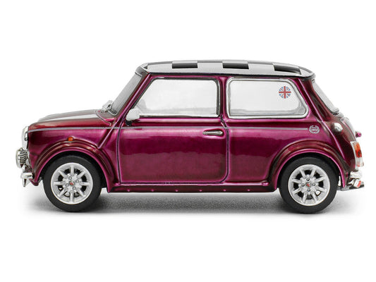 1997 Mini Cooper Sport Purple Metallic with White Stripes and Checkered Top 1/43 Diecast Model Car by Solido LuxuryLifeWay Online Store