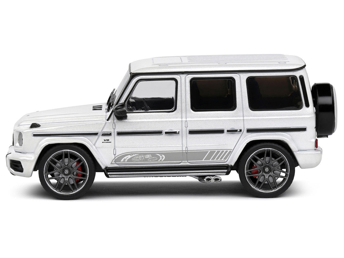 2022 Mercedes-Benz AMG G63 Diamond White Metallic with Graphics 1/43 Diecast Model Car by Solido LuxuryLifeWay Online Store