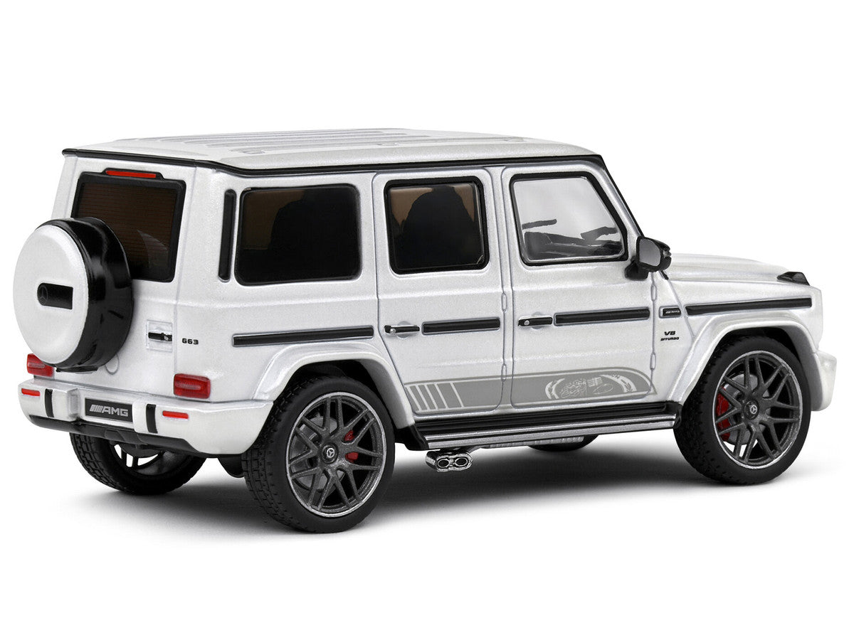 2022 Mercedes-Benz AMG G63 Diamond White Metallic with Graphics 1/43 Diecast Model Car by Solido LuxuryLifeWay Online Store