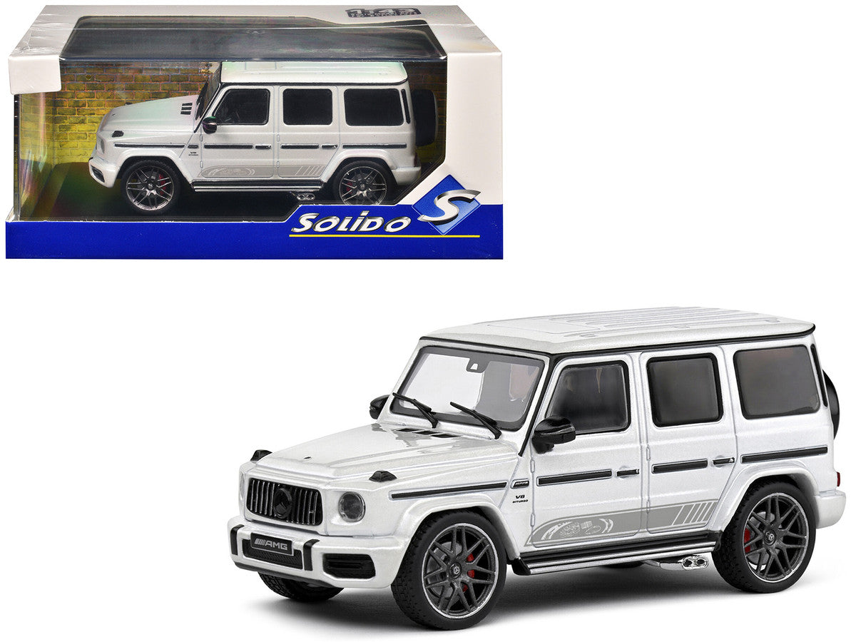 2022 Mercedes-Benz AMG G63 Diamond White Metallic with Graphics 1/43 Diecast Model Car by Solido LuxuryLifeWay Online Store