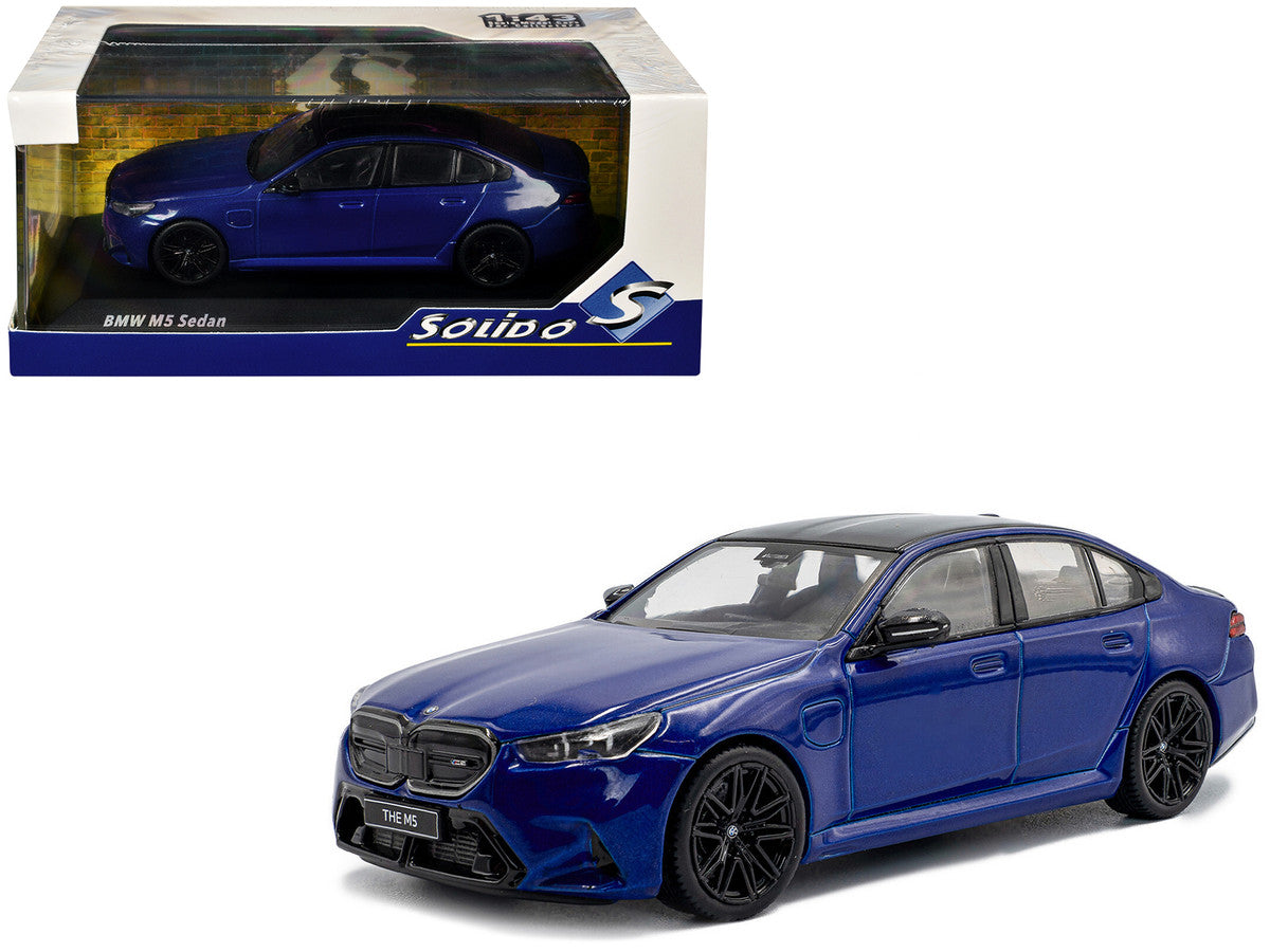 2024 BMW M5 Sedan Marina Bay Blue Metallic with Black Top 1/43 Diecast Model Car by Solido LuxuryLifeWay Online Store