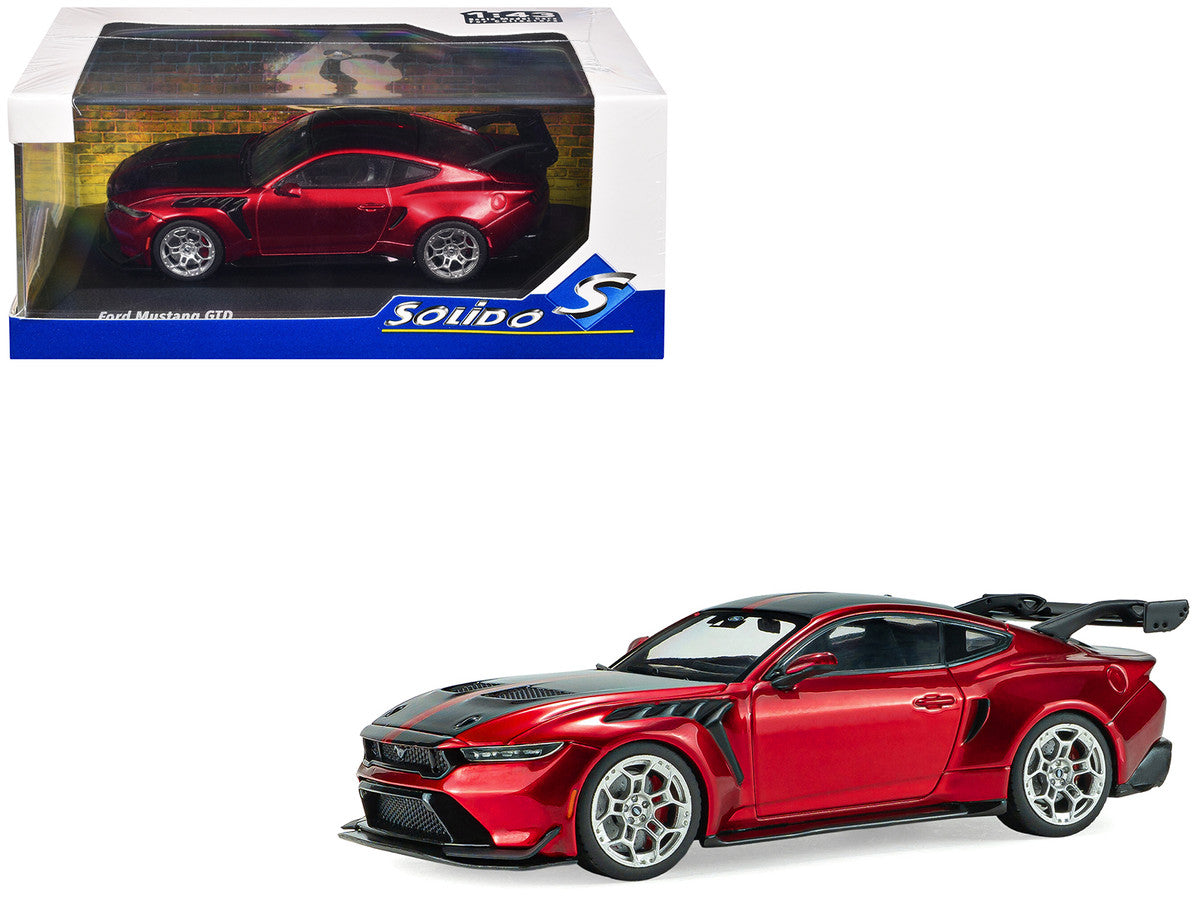 2025 Ford Mustang GTD Chroma Flame Red Metallic with Black Stripes 1/43 Diecast Model Car by Solido LuxuryLifeWay Online Store