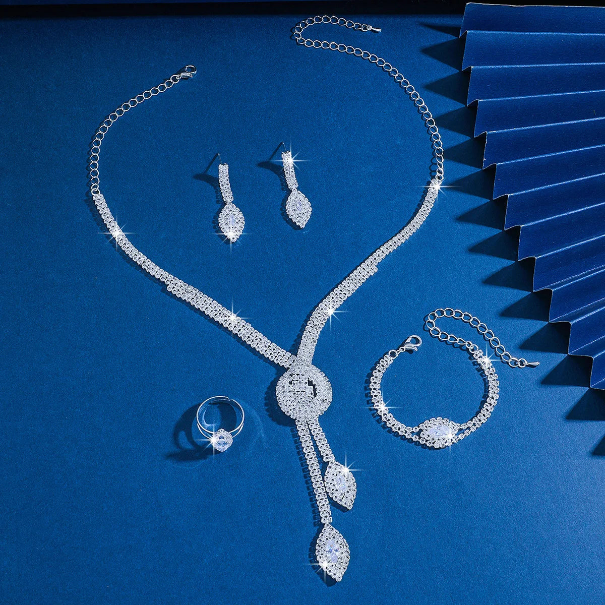 Exquisite luxury nude diamond zirconia bridal wedding banquet lady's necklace and earrings jewelry set Pi-Mart