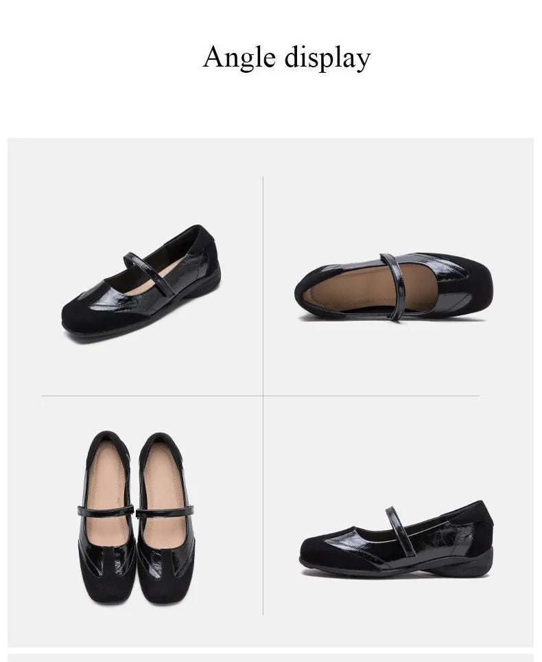 DRKANOL 2026 Women Genuine Leather Flat Shoes Summer Shallow Sheepskin Hook And Loop Casual Loafers Ladies Low Heel Single Shoes Pi-Mart