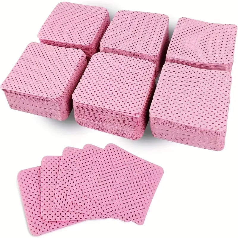 50Pcs Lint Free Nail Wipes Eyelash Extension Glue Wipes Cleaner Cloth Non-Woven Fabric Nail Gel Polish Remover Cotton Pads Tri Light Beauty