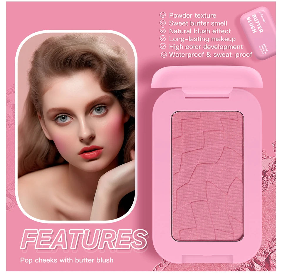 Professional Makeup Powder Blush 12HR Wear Vegan Formula Blusher Makeup Blush in Bar Cosmetics Palette Powder Pink Cream Face Pi-Mart