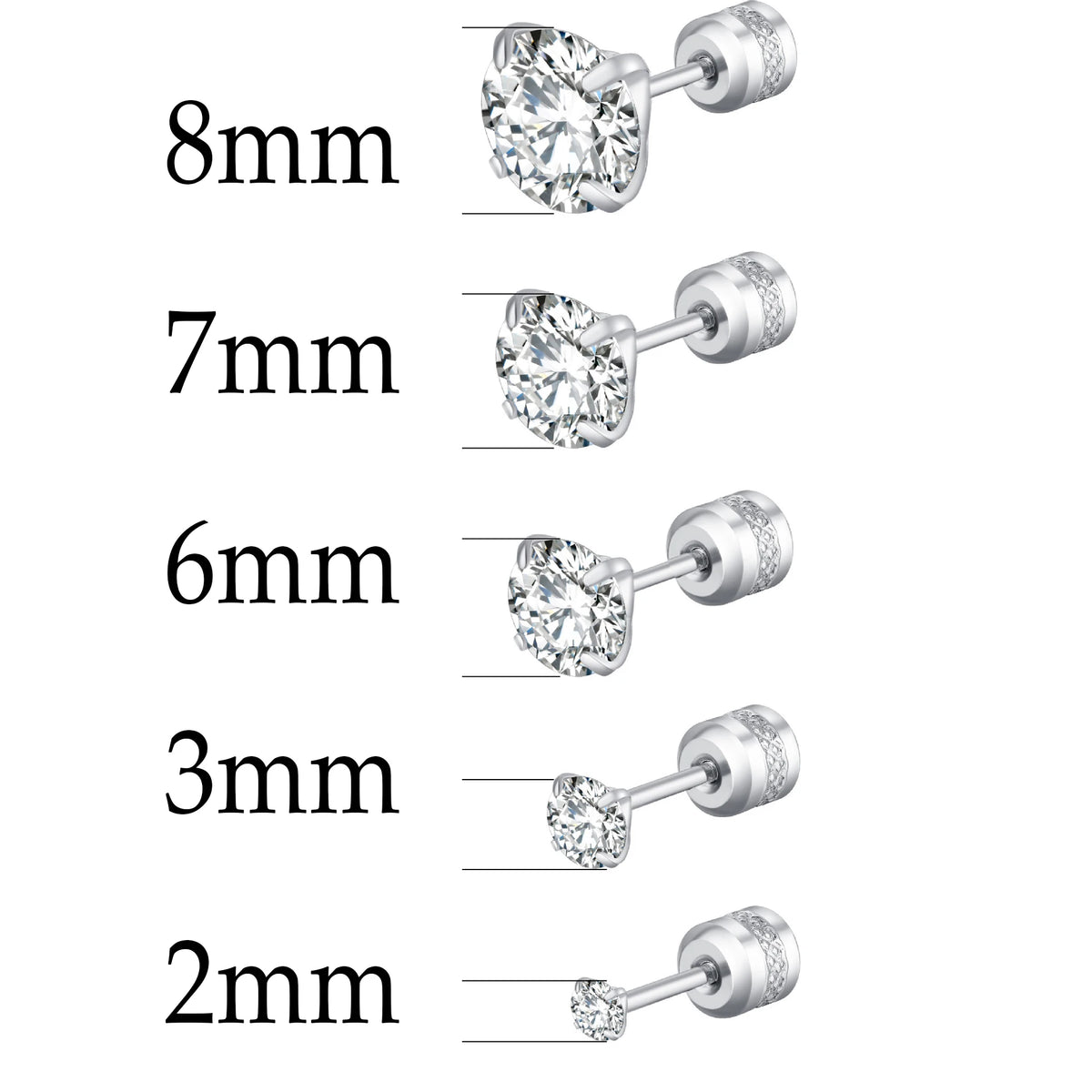 TOP 4 Color Titanium Steel Stud Earrings for Men Women CZ Zircon Screw Silver Black Rose Golden Earring Best Gift Jewelry Pi-Mart