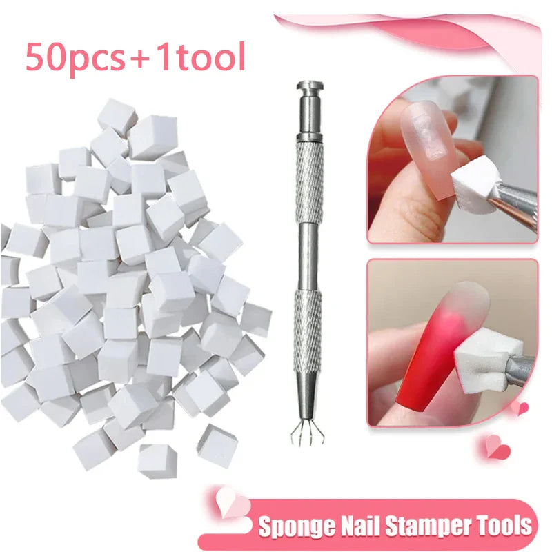 50/150pcs Sponge Gradient Nail Art Stamper Tools Gel Polish Color Gradient Brush Glitter Powder Dotting Pen For Manicure Tools Tri Light Beauty