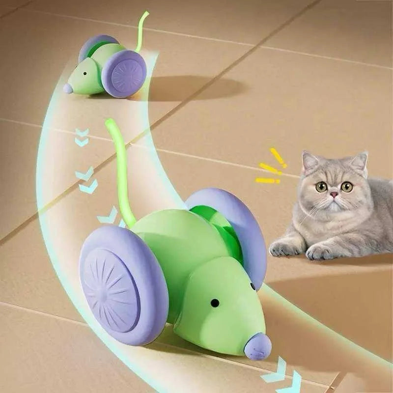 Interactive Cat Toy Electric Mouse Car Automatic Teaser Kitten Pet Toys Rechargeable Intelligent Obstacle Avoidance Cat Car Toy Pi-Mart
