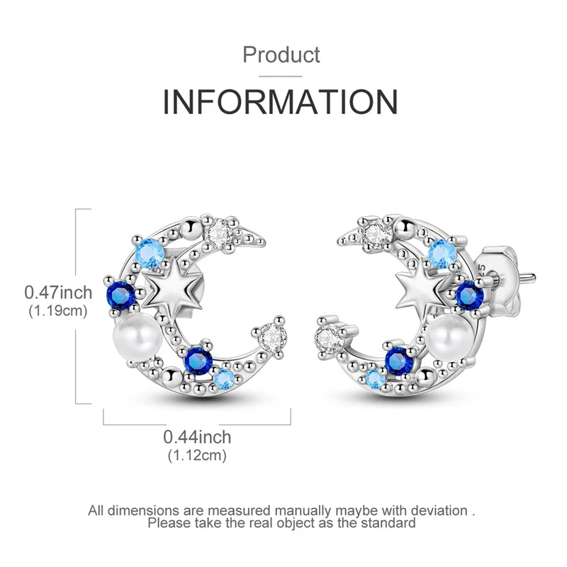 925 Sterling Silver Hoop Earring For Woman Night Sky Blue Purple Gemstone Original Earrings Fashion Jewelry Gift Pi-Mart