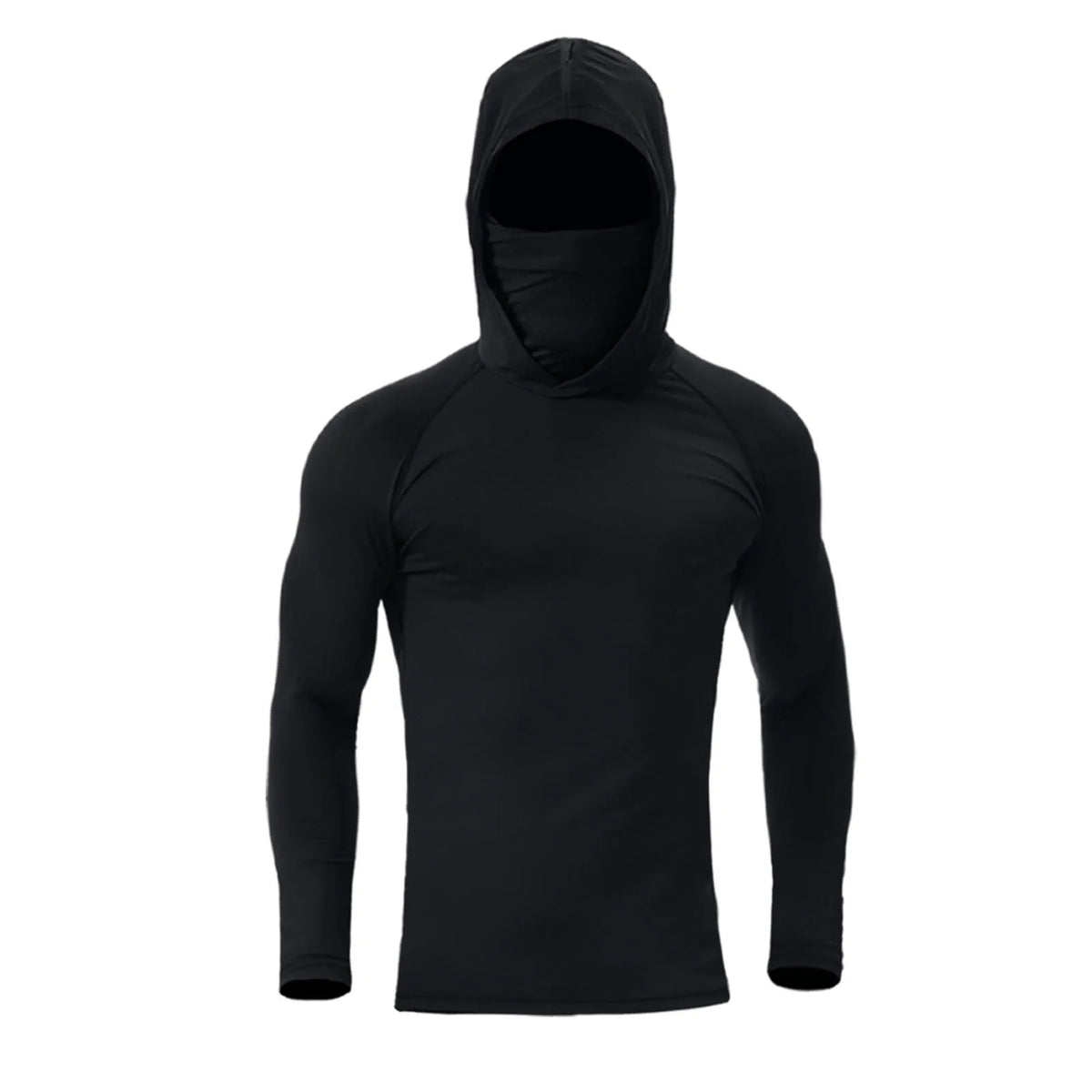Men's Athletic Hoodie Long Sleeve Fishing Shirts, Upf 50+ Uv Sun Protection, Fitted High Stretch, Built-In Face Mask Pi-Mart
