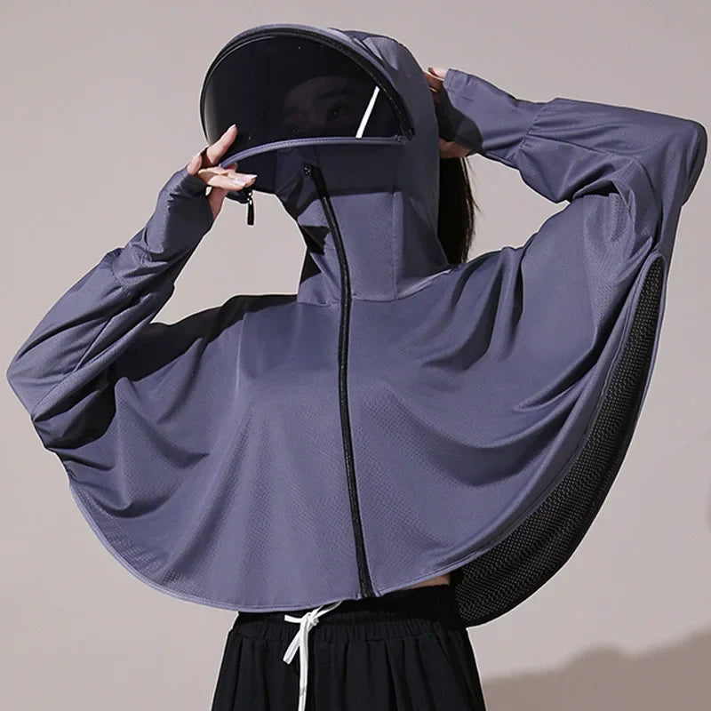 Summer Sun-protective Women's Clothing Breathable Smock Ice Silk Thin UV Protection Ladies Cloak & Cape For Women LadyShow.Store