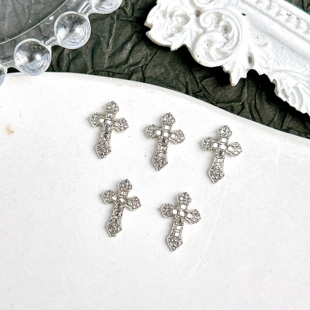 20PCS 3D Light Luxury Classic Cross Nail Charms Creative Exquisite Retro Alloy Cross Nail Art Decorations for DIY Cool Manicure Pi-Mart