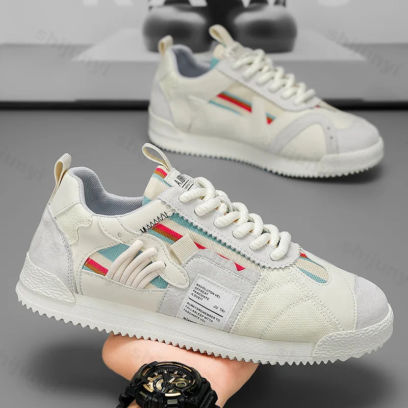Large Size Men's White Sneakers Autumn Comfortable Non Slip Running Shoes Luxury Soft Sole Fashion Lace Up Outdoor Casual Shoes Pi-Mart