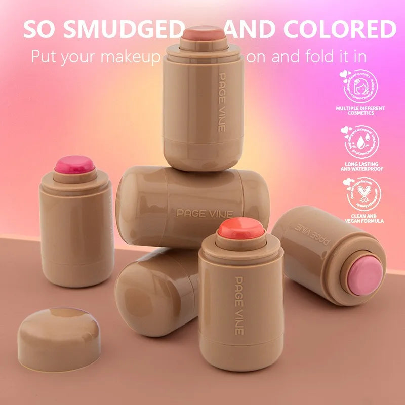 New Blush Stick 3-in-1 Cheek Lip Tinted Moistured Blush Stick Silky Brighten Blush Cream Blusher Cosmetics Tubes Matte Contour LadyShow.Store