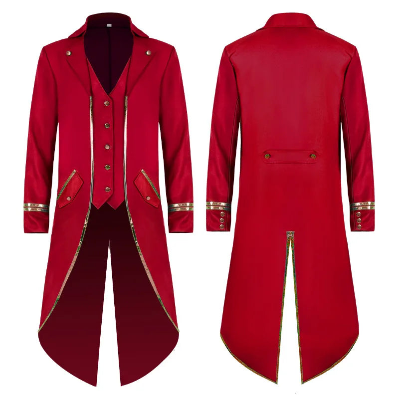 Men's Classic Medieval Vintage Tailcoat Halloween Cosplay Victorian Renaissance Style Steampunk Medieval Jacket Costume Pi-Mart