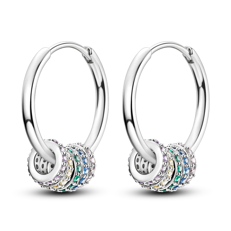 Genuine 925 Sterling Silver Love Feather Earrings Fit Original Charms Hoop For Women Girls Stud Earring Fine Jewelry Gifts Pi-Mart