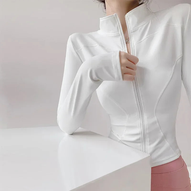 Sun Quick Drying Sports Coat Women's Tight Top Yoga Jacket Long Sleeve Zipper Jacket Running Fitness Women's Jacket S-3XL LadyShow.Store