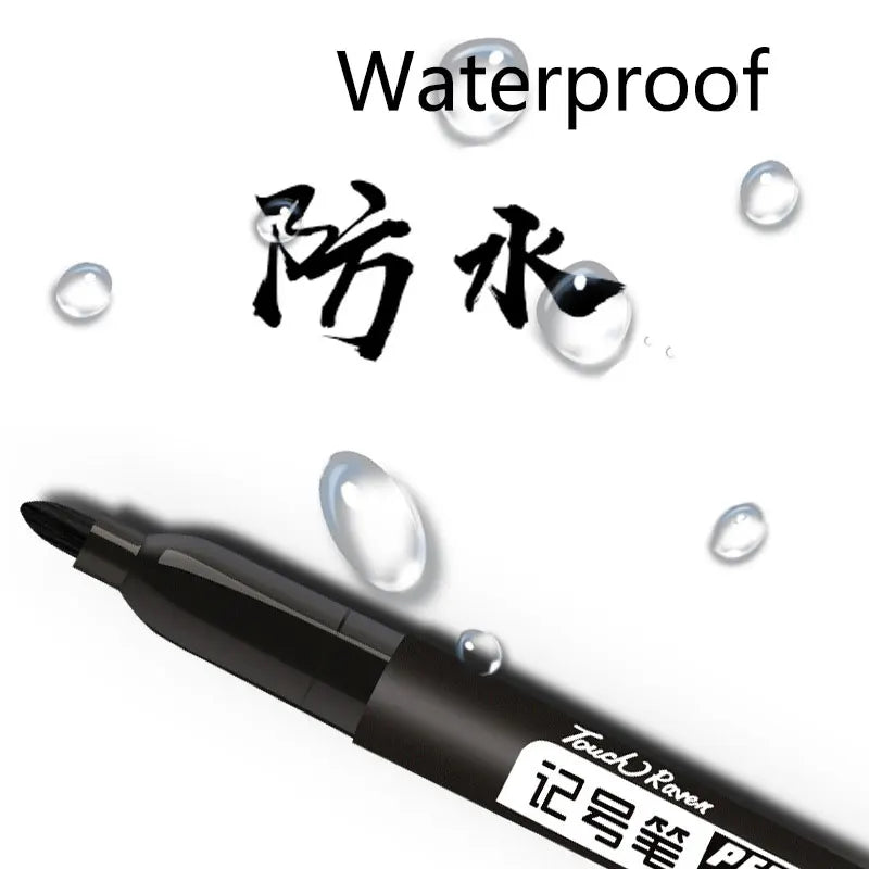 6 PCS Permanent Marker Pen Manga Drawing Markers Black Blue Red Waterproof Ink Sketch Pens Stationery Art School Supplies Pi-Mart